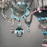 Italian Six Light Murano Lead Crystal Chandelier