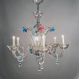 Italian Six Light Murano Lead Crystal Chandelier