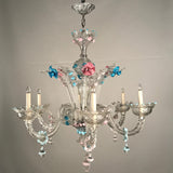 Italian Six Light Murano Lead Crystal Chandelier