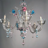 Italian Six Light Murano Lead Crystal Chandelier