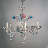 Italian Six Light Murano Lead Crystal Chandelier