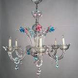 Italian Six Light Murano Lead Crystal Chandelier