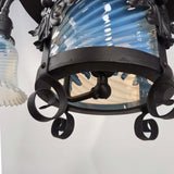 American Wrought Iron and Opaline Glass Gas/Electric Lantern
