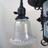 American Wrought Iron and Opaline Glass Gas/Electric Lantern