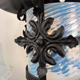 American Wrought Iron and Opaline Glass Gas/Electric Lantern