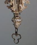 French Neo-Gothic Silvered Bronze Hanging Fixture