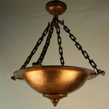American  Neo-Classical Bronze Hemispherical Martele Ceiling Fixture