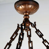 American  Neo-Classical Bronze Hemispherical Martele Ceiling Fixture
