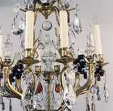 Elegant Eight-Light French Bronze Cage Chandelier