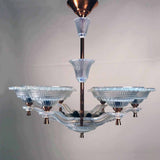 Art Deco Opulence Glass and Copper Chandelier by Ezan
