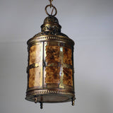 Arts and Crafts Brass and Mica Hanging Lantern