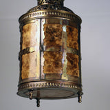 Arts and Crafts Brass and Mica Hanging Lantern