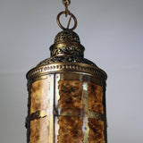 Arts and Crafts Brass and Mica Hanging Lantern