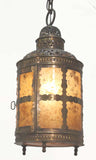 Arts and Crafts Brass and Mica Hanging Lantern