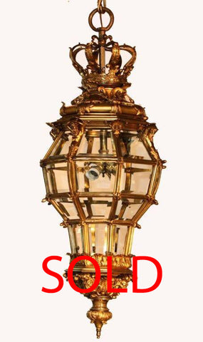 Louis XIV Style Gilt Bronze Octagonal Versailles Lantern