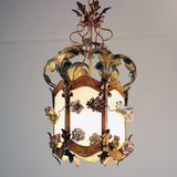 Louis XV Provincial Style Polychrome Tôle and Glass Hanging Lantern