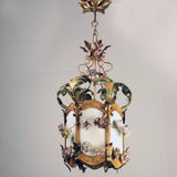 Louis XV Provincial Style Polychrome Tôle and Glass Hanging Lantern