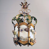 Louis XV Provincial Style Polychrome Tôle and Glass Hanging Lantern