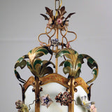 Louis XV Provincial Style Polychrome Tôle and Glass Hanging Lantern