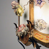 Louis XV Provincial Style Polychrome Tôle and Glass Hanging Lantern