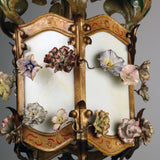 Louis XV Provincial Style Polychrome Tôle and Glass Hanging Lantern