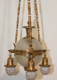 Gilt Bronze and Glass Astral Sphere Chandelier