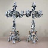 Antique German Three Piece Porcelain Clock Garniture