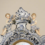Antique German Three Piece Porcelain Clock Garniture