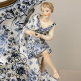 Antique German Three Piece Porcelain Clock Garniture