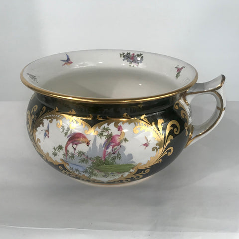 George Jones Crescent Chamber Pot in the Manner of First Period Worcester