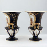 Pair of English Antique Porcelain Urns