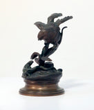 Bronze of Sparrow and Lizard by Jules Moigniez