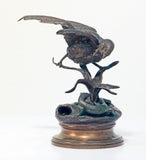 Bronze of Sparrow and Lizard by Jules Moigniez