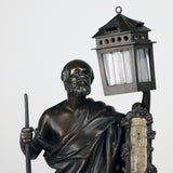 Antique French Amusing Bronze Figure of Diogenes, a Desk Set