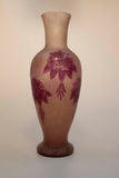 French Art Nouveau Acid Etched Cameo Glass Vase, Signed Legras