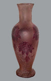 French Art Nouveau Acid Etched Cameo Glass Vase, Signed Legras