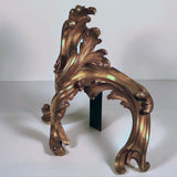 Pair of Antique French Louis XV Style Rococo Gilt Bronze Chenets