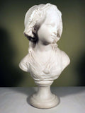 Pair of French White Cast Marble Busts of Children