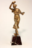 Bronze Sculpture of Lady with Tambourines Signed S Lugli