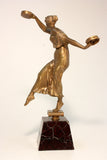 Bronze Sculpture of Lady with Tambourines Signed S Lugli