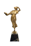 Bronze Sculpture of Lady with Tambourines Signed S Lugli