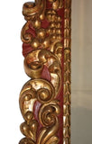 Baroque Style Polychrome and Gilt Carved Wood Mirror