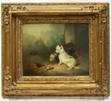 Pair of Victorian Terrier dog Oil Paintings