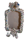 Belle Époque Sitzendorf Porcelain-Mounted Mirror, Encrusted with Flowers
