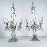 A Pair of George III Three-Light  Cut Lead Crystal Girandoles/Candelabra