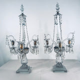 A Pair of George III Three-Light  Cut Lead Crystal Girandoles/Candelabra