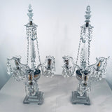 A Pair of George III Three-Light  Cut Lead Crystal Girandoles/Candelabra
