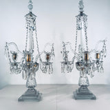 A Pair of George III Three-Light  Cut Lead Crystal Girandoles/Candelabra
