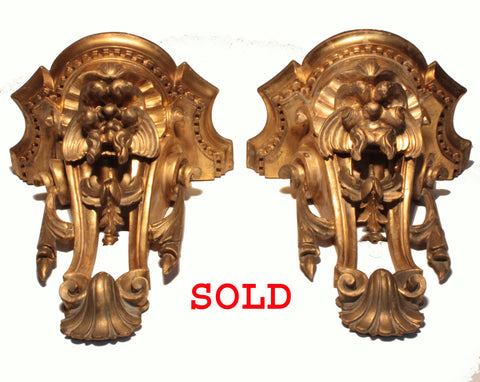 Pair of George III Carved and Gilt, Wall Brackets