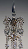 Pair of French Louis XVI Bronze and Cut Lead-Crystal Girandoles